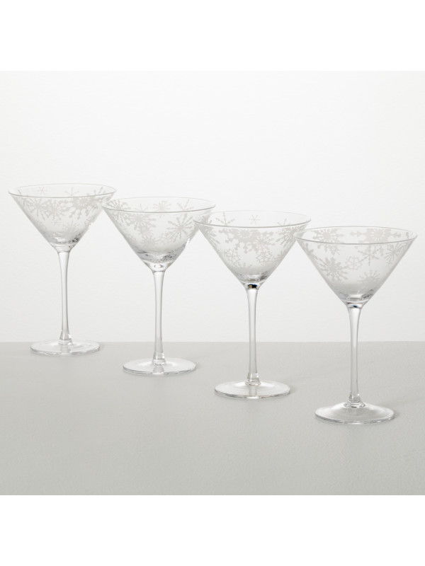 4 Vintage Etched CRYSTAL Wine - Cocktail Glasses, Set of 4