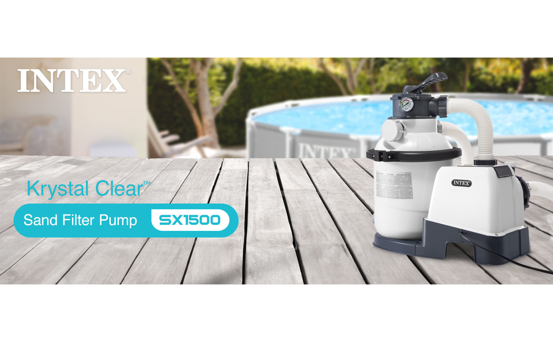 Intex 26643EG 1500 GPH 10 inch 2024 Above Ground Pool Sand Filter Pump w/ Auto Timer