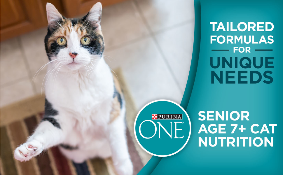 Tailored formulas for unique needs. Purina ONE cat food for senior age seven plus cat nutrition