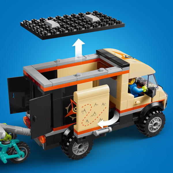 Opening rear doors and a sliding side door make loading easy.