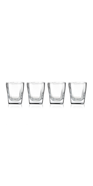 True Square Shot Glasses, Cocktail Measuring Jigger for Whiskey, Vodka, and  Liquor, Dishwasher Safe Drinking Cups, 1.5 Oz. Clear Glasses, Set of 4