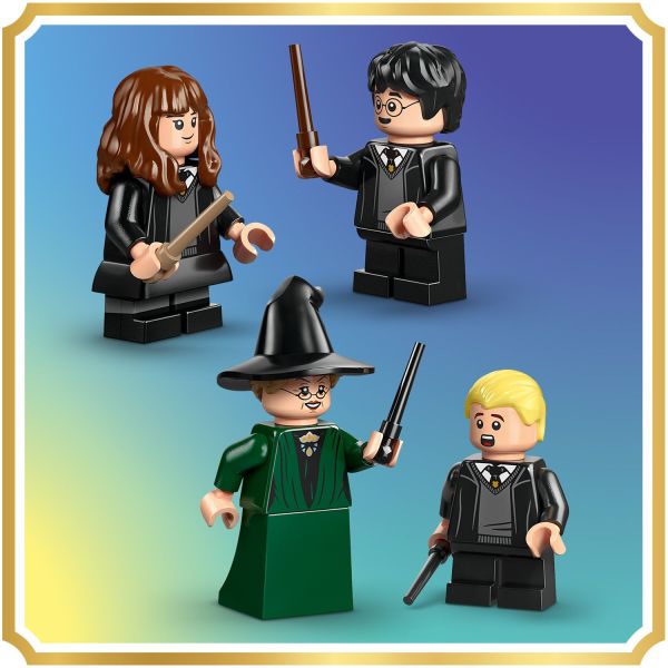 Professor McGonagall and 3 students, each with a wand.