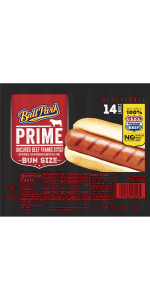 Prime Beef Hot Dogs, Bun Size Length