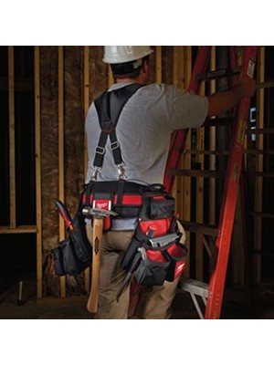 Milwaukee General Contractor Work Belt with Suspension Rig with 9-Pocket Utility Pouch
