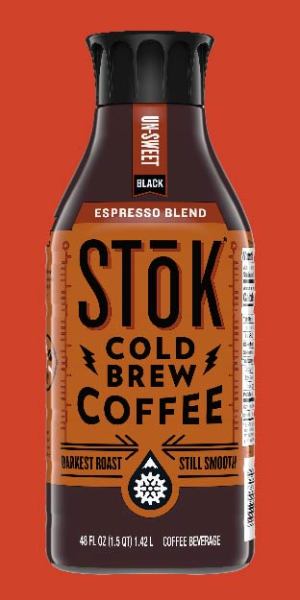 SToK Black, Unsweetened, Light Roast Bright & Mellow Cold Brew Coffee, 48  fl oz Bottle 
