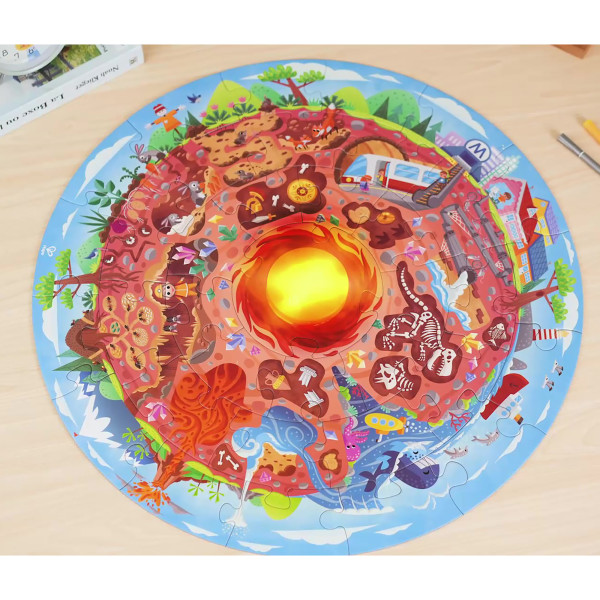 Hape: Underground World Puzzle - 36pcs, Circle Puzzle, LED