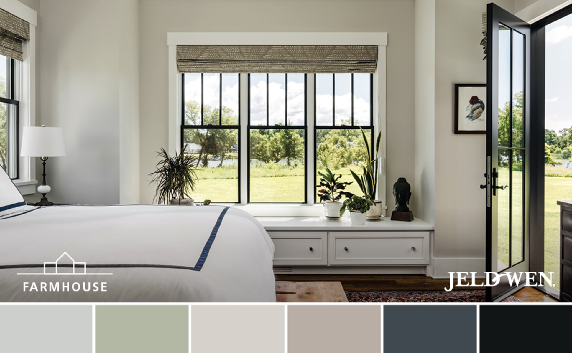 JELD-WEN 36 in. x 80 in. Right-Hand Craftsman 6 Lite Hazelnut