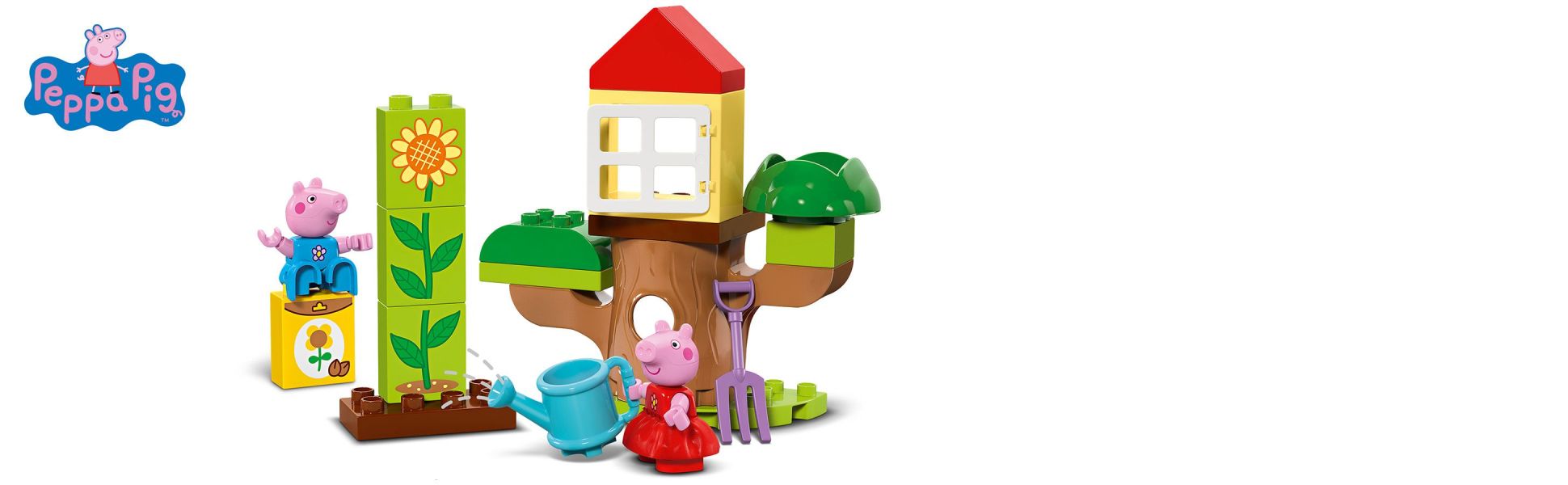 Toddlers learn to problem solve as they grow the plant, and self-expression imagining Peppa and George playing in the garden.