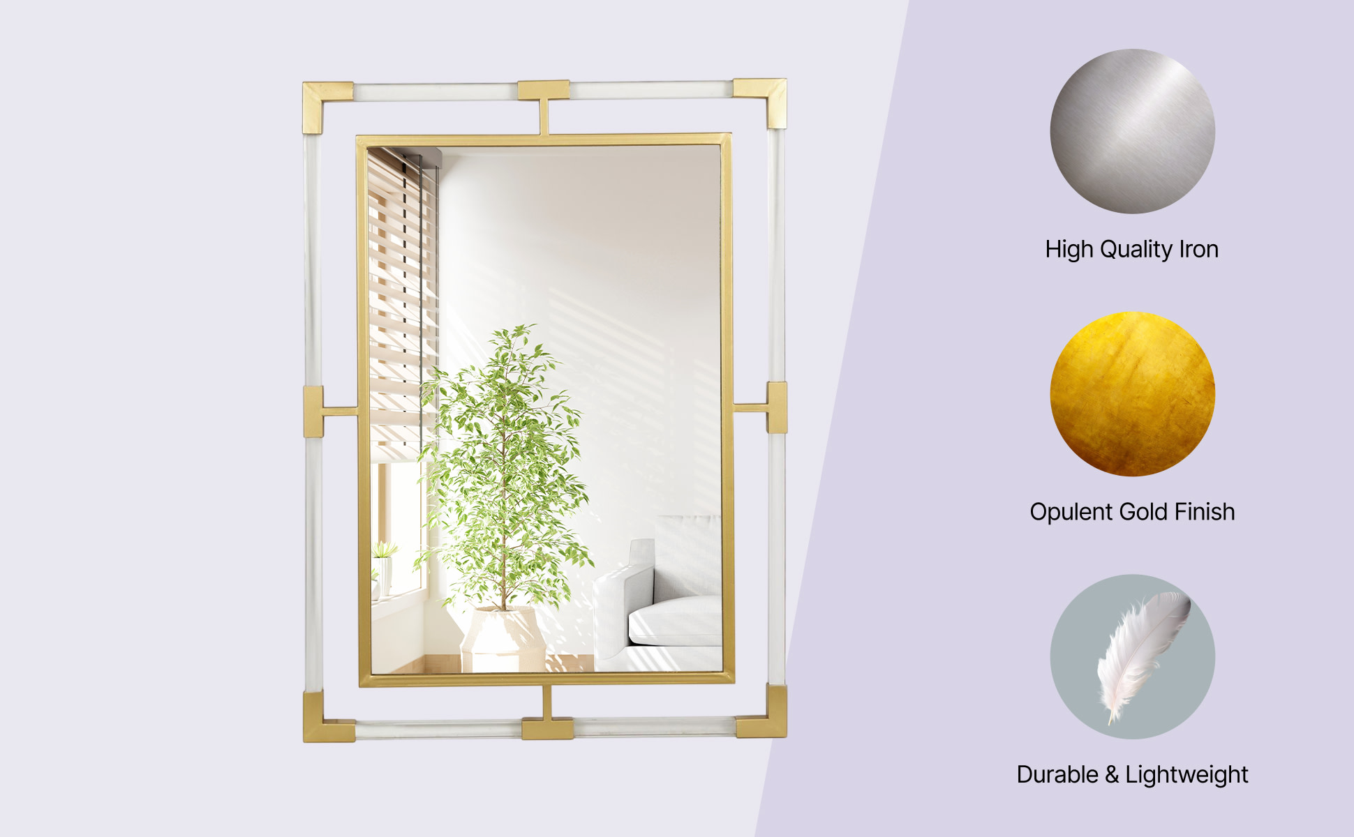 Modern Gold Metal Wall Mirror