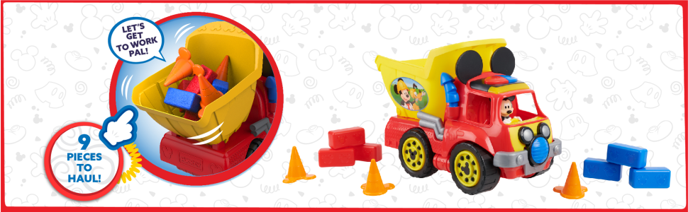 Disney Junior Mickey Mouse Funhouse Wacky 2024 Wheeler Dump Truck, Interactive