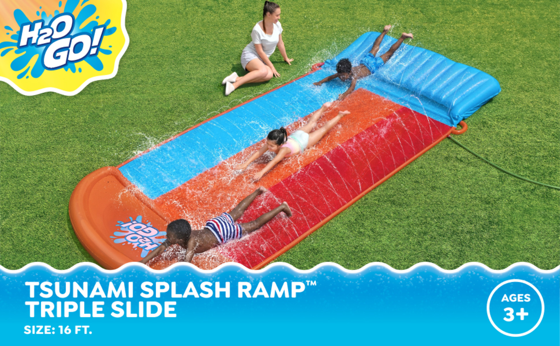 H2OGO! Triple Water Slide with Tsunami Splash Ramp 16