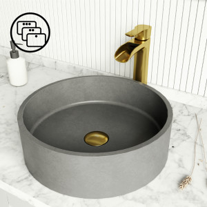 VIGO Niko Badezimmer-Wasserhahn – Matt Gebürstetes Gold, Mit Pop-Up Ablauf, Wasserfall-Auslauf, 1,2 GPM