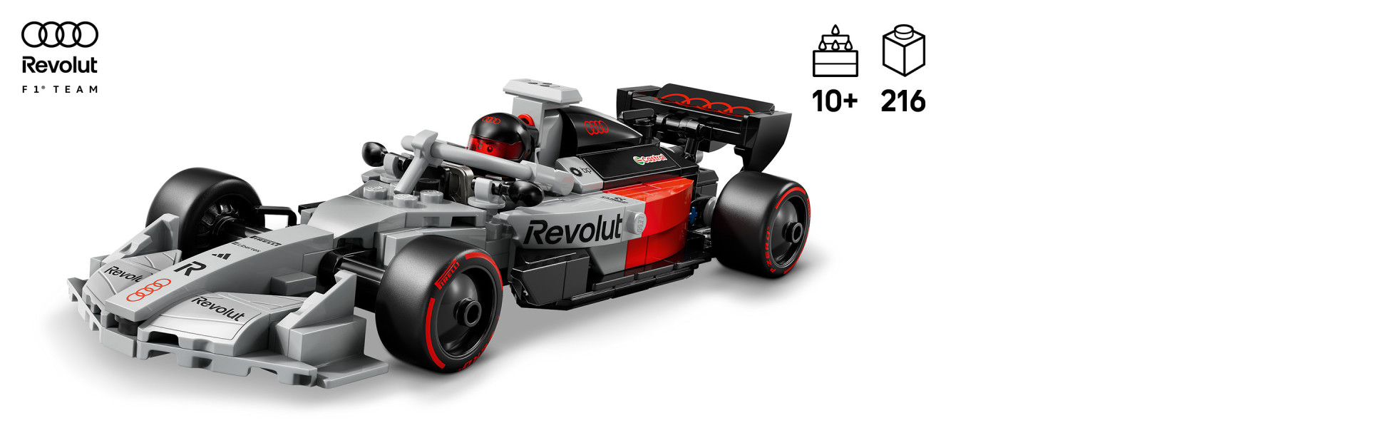 Own a LEGO model of the new team joining the Formula 1 lineup in 2026 with details that comply with the updated regulations.