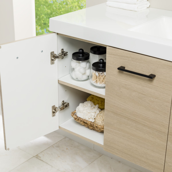 Domani Stella 49 in. Single Sink Beige Oak Floating Bath