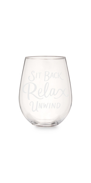 Twine Sit Back and Relax Stemless Wine Glass - Clear