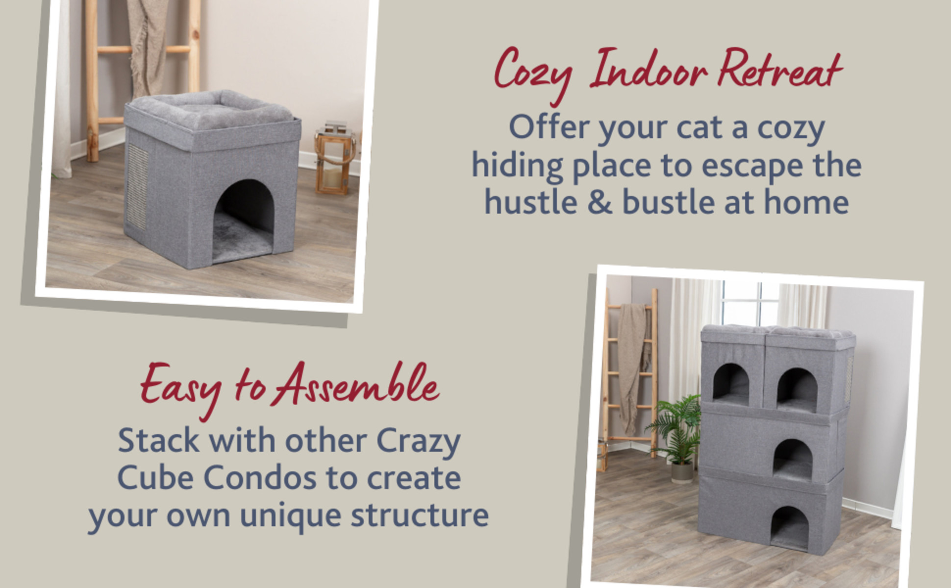 Kei condo｜ピッチャー TRIXIE Crazy Cube Stackable 1-Story Indoor Cat Condo, Cat