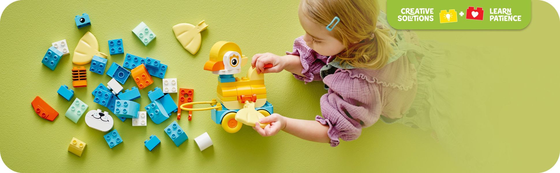Thanks to this toy’s big bricks, toddlers build something that’s easy to recognize while developing their fine motor skills.