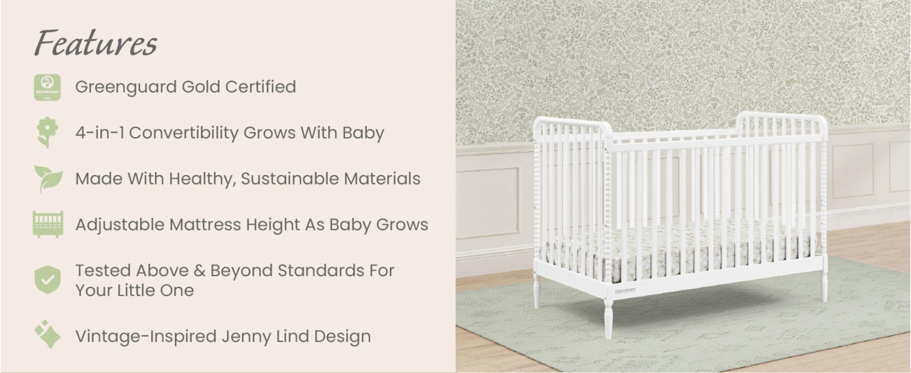 Delta Children Lily 4-in-1 Convertible Crib - Greenguard Gold