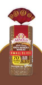 Arnold Whole Grains 100% Whole Wheat Round Top Bread, Small Slice, 18 oz