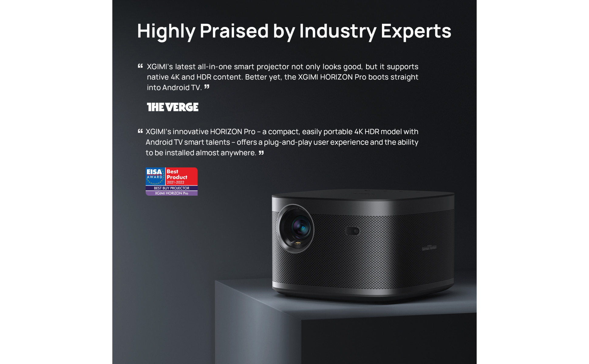 XGIMI - HORIZON Pro 4K Smart Home Projector with Harman Kardon Speaker and  Android TV - Black 