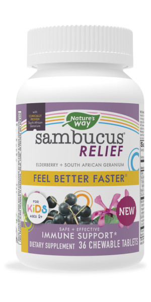 Nature's Way Sambucus Kids Cough Relief Gummies - Elderberry With Vitamin C & Zinc, 36 Count
