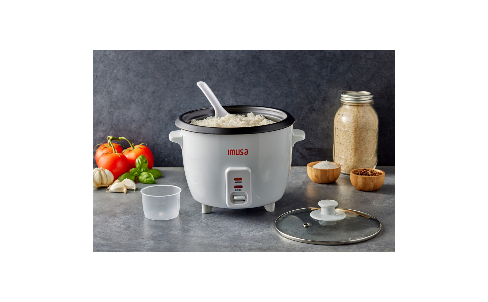 IMUSA 3-Cup Non-Stick White Rice Cooker with Non-Stick Cooking Pot  GAU-00011 - The Home Depot