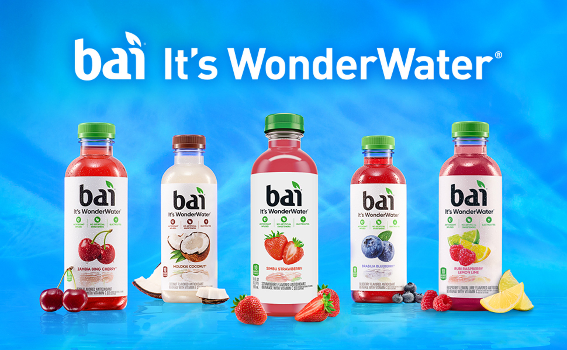 Bai, Water Beverage, Zambia Bing Cherry, 18 fl oz 12 Pack Bottles