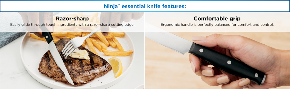 FOXEL Best Steak Knives - Juego de 4, 8 o 12 cuchillos para carne, hoja  afilada de borde recto no dentado, acero japonés VG10 resistente a la