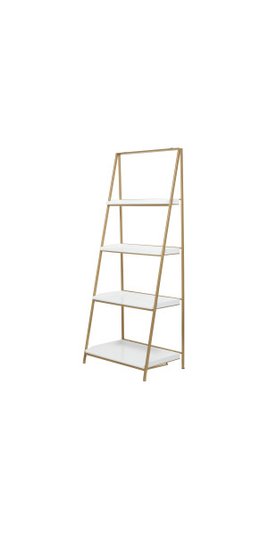 DecMode 22 x 69 Gold Acrylic 5-Tier Shelving Unit with Clear Glass Top  and Acrylic Legs, 1-Piece 