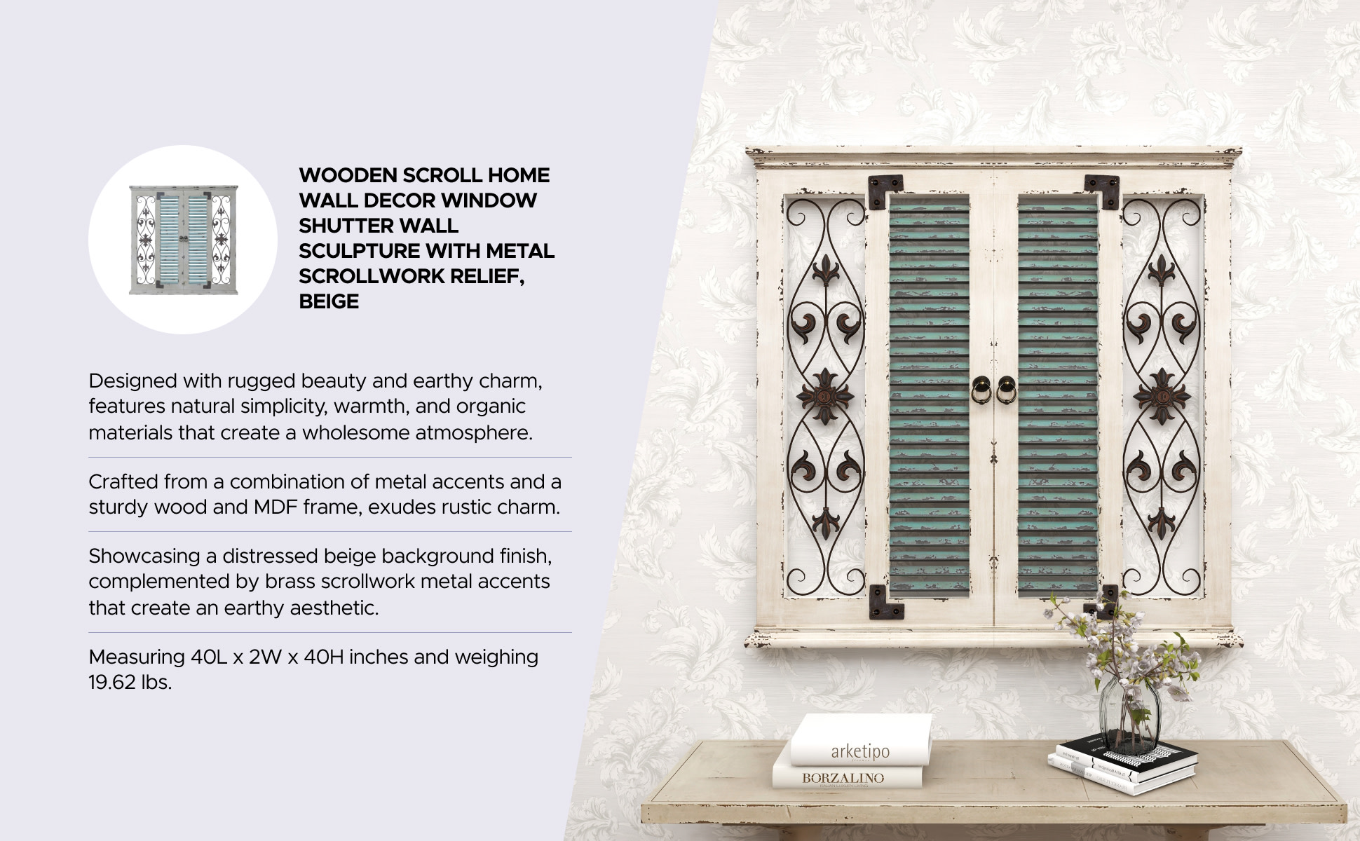 Deco 79 Rustic Beige Wall Decor