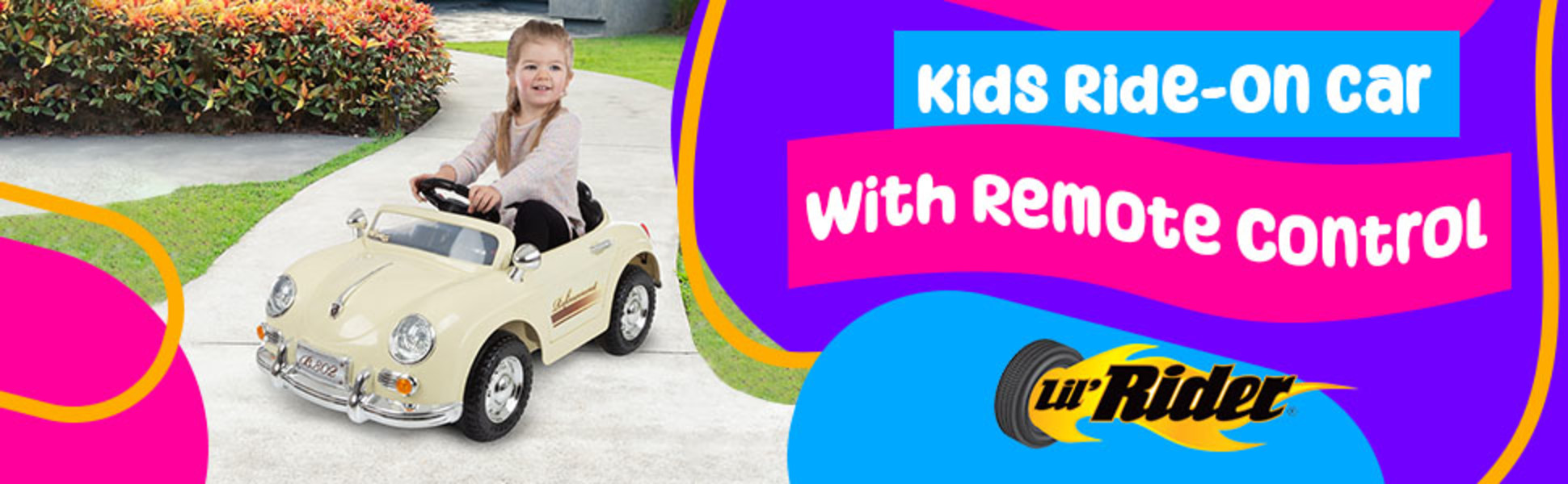 Lil' Rider Ride-On Car with Remote - Toy Cars for Ages 3 to 6 (Cream) 