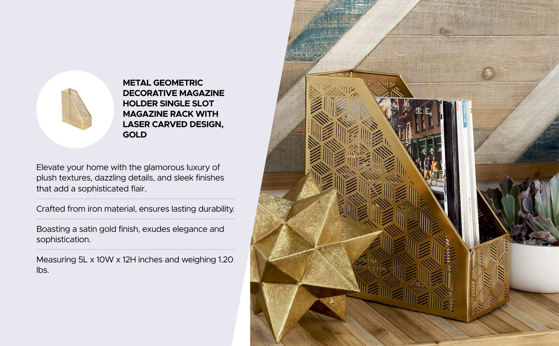 Deco 79 Glam Gold Magazine Holder