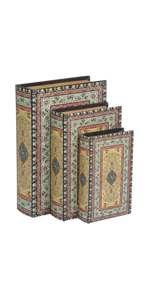 DecMode World Map Faux Book Storage Brown Faux Leather Decorative