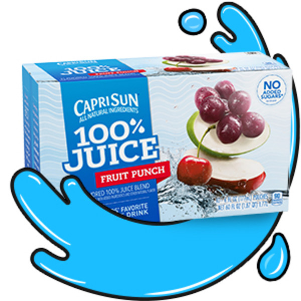 Capri Sun Roarin' Waters Fruit Punch Wave Flavored Water Kids Drink Pouches,  10 Ct Box, 6 fl oz Pouches 