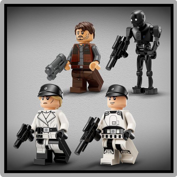 Cassian Andor, Dedra Meero, an ISB Tactical Agent and K-2SO.