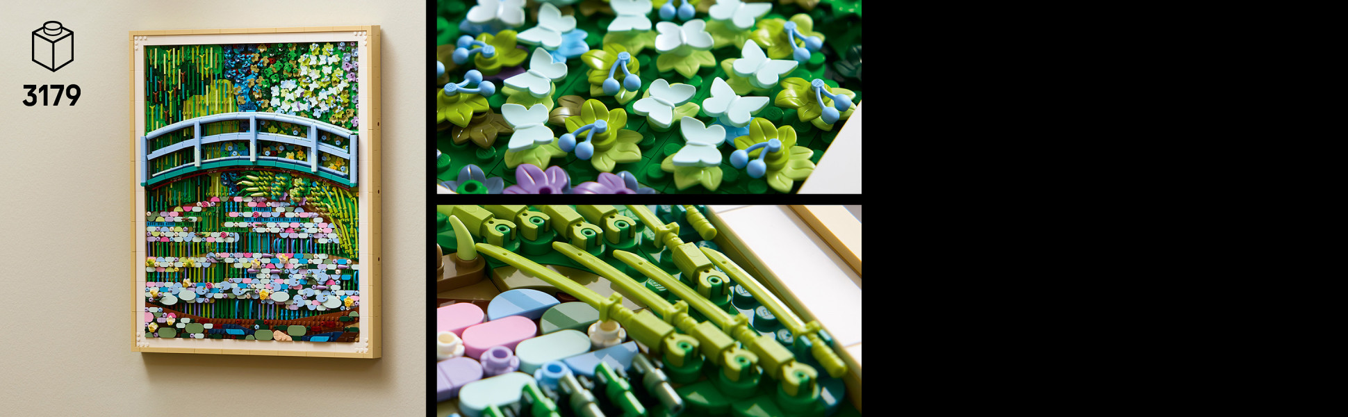 This buildable painting uses LEGO elements, including butterflies, cherries and swords to recreate Monet’s famous artwork.