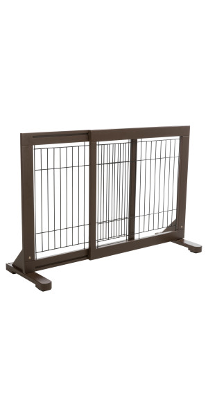 Freestanding Expandable Pet Gate 24-in Tall Brown