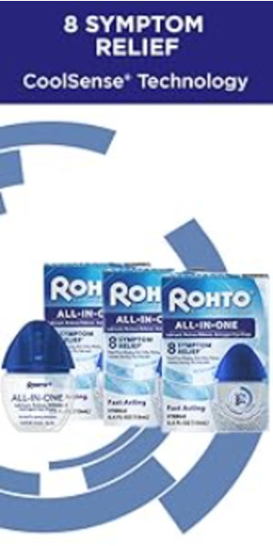 Rohto All-In-One Multi-Symptom Cooling Eye Drops 0.4 fl oz bottle (3 pack)