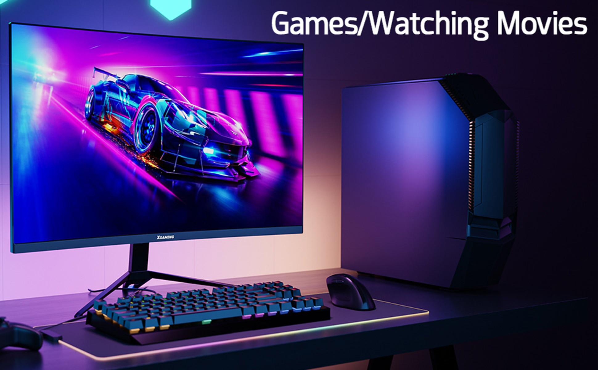Xgaming 27-inch 165Hz/144Hz Curved Gaming Monitor, Ultra Wide 16:9 1440p PC  Monitor for Laptop with 2*Speakers, 1ms AMD, QHD2K(2560 x 1440p) HDR
