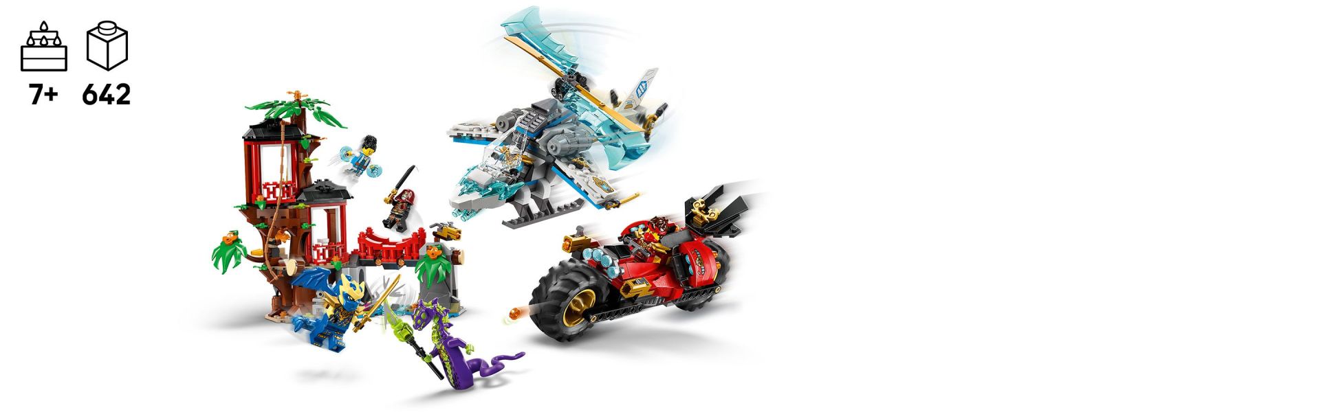 Ninja Vehicle Tree House Battle building toy lets kids recreate battle scenes from season 4 of the NINJAGO : Dragons Rising TV show.