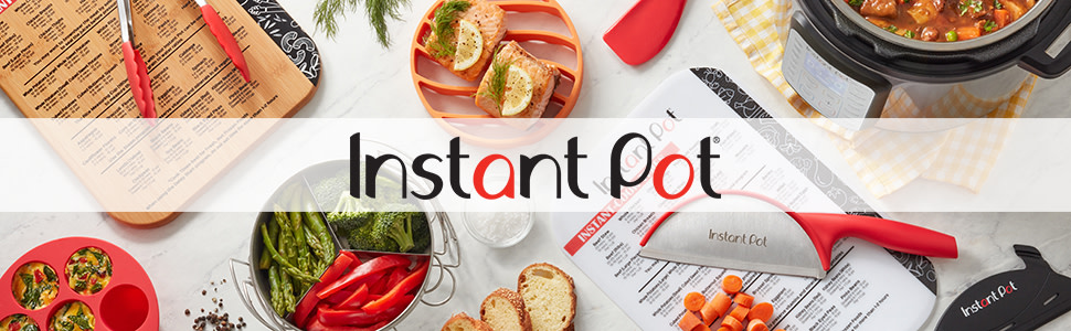 Instant Pot Official 8-piece Cook/Bake Set: 2 Pans, 2 Wire Racks, 2 Red  Silicone Lids, 1 Removable Divider, and Removable Base 