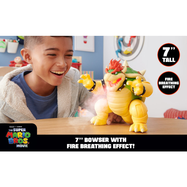  The Super Mario Bros. Movie 7-Inch Feature Bowser Action Figure  with Fire Breathing Effects : Toys & Games