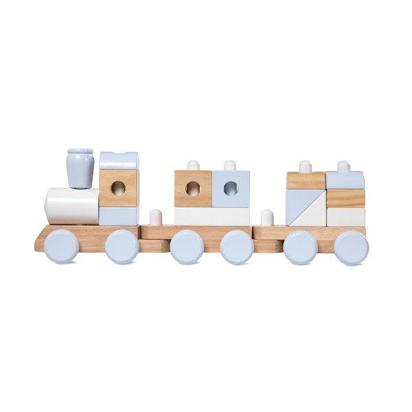 Melissa Doug Jumbo Wooden Stacking Train 3 Color Natural Wooden Toddler Toy 17 pcs