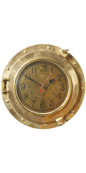 DecMode 12 Gold Metal Nautical Small Port Hole Wall Clock 