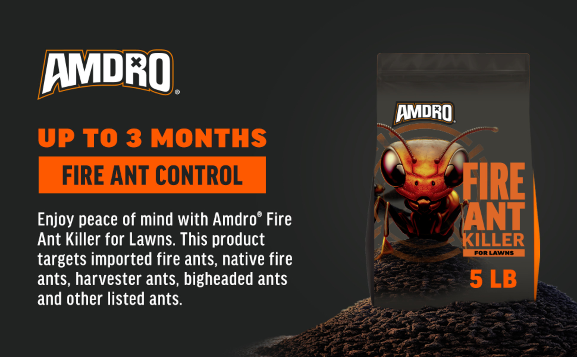 AMDRO 5 lb. 10,000 sq. ft. Outdoor Fire Ant Killer Granule Bait for Lawns  100537440 - The Home Depot
