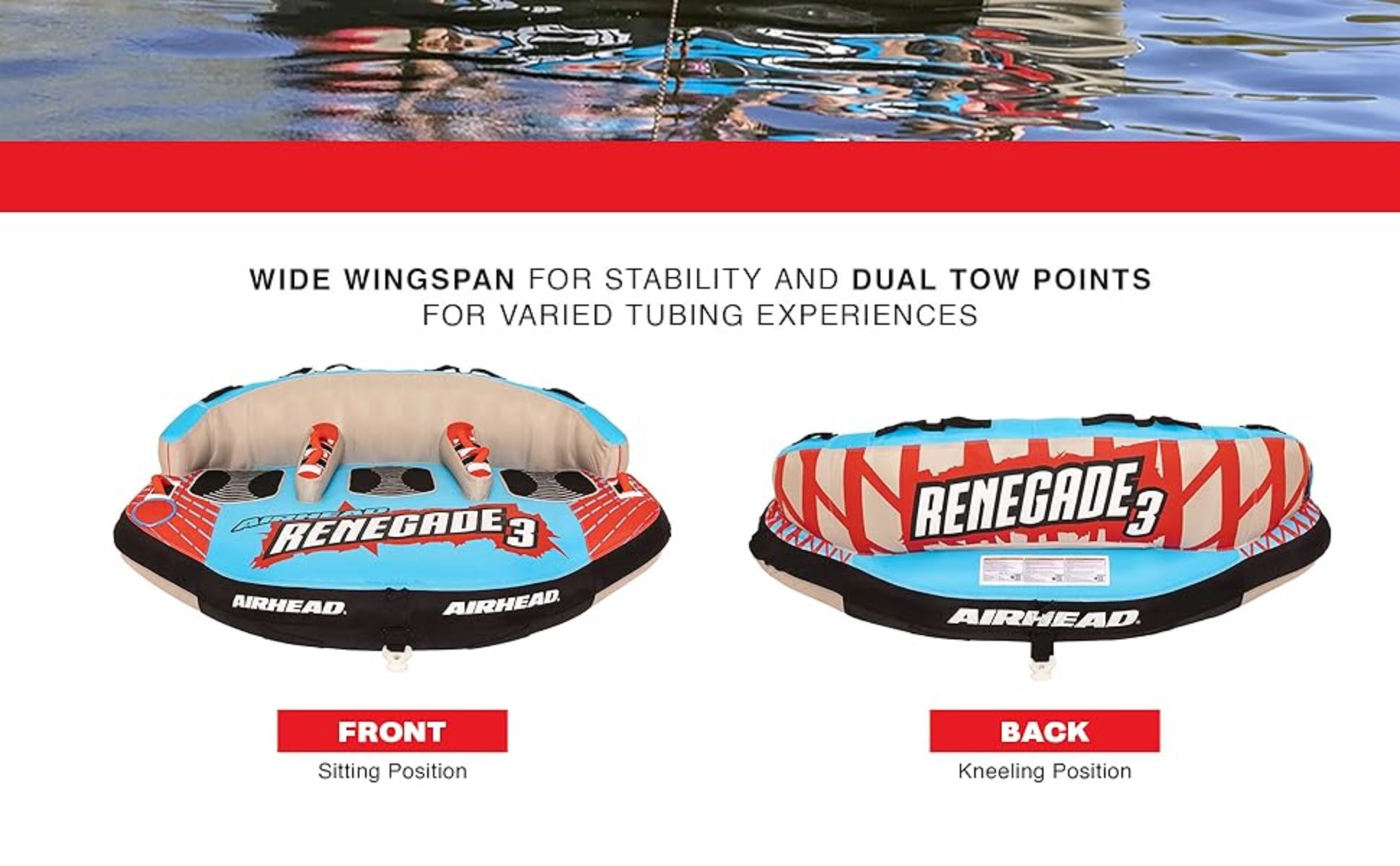 Airhead Renegade 3-Person Inflatable Towable Water Tube Kit