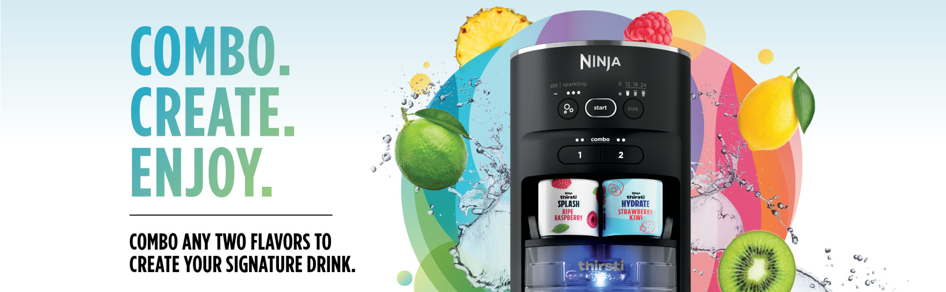 Ninja Thirsti SPLASH Unsweetened Ripe Raspberry Flavored Water Drops/3pk  WCFRASPAM