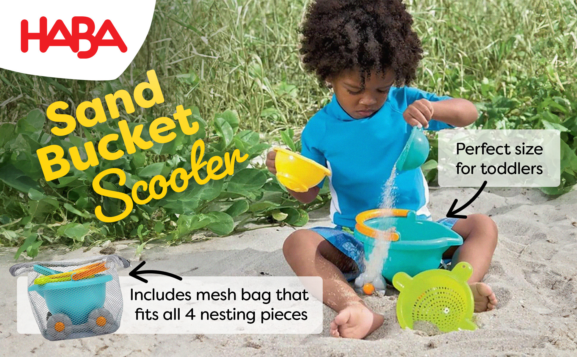 Sand Bucket Scooter 4 Piece Nesting Beach Toy Set Sand Bucket Scooter 4 Piece Nesting Beach Toy Set