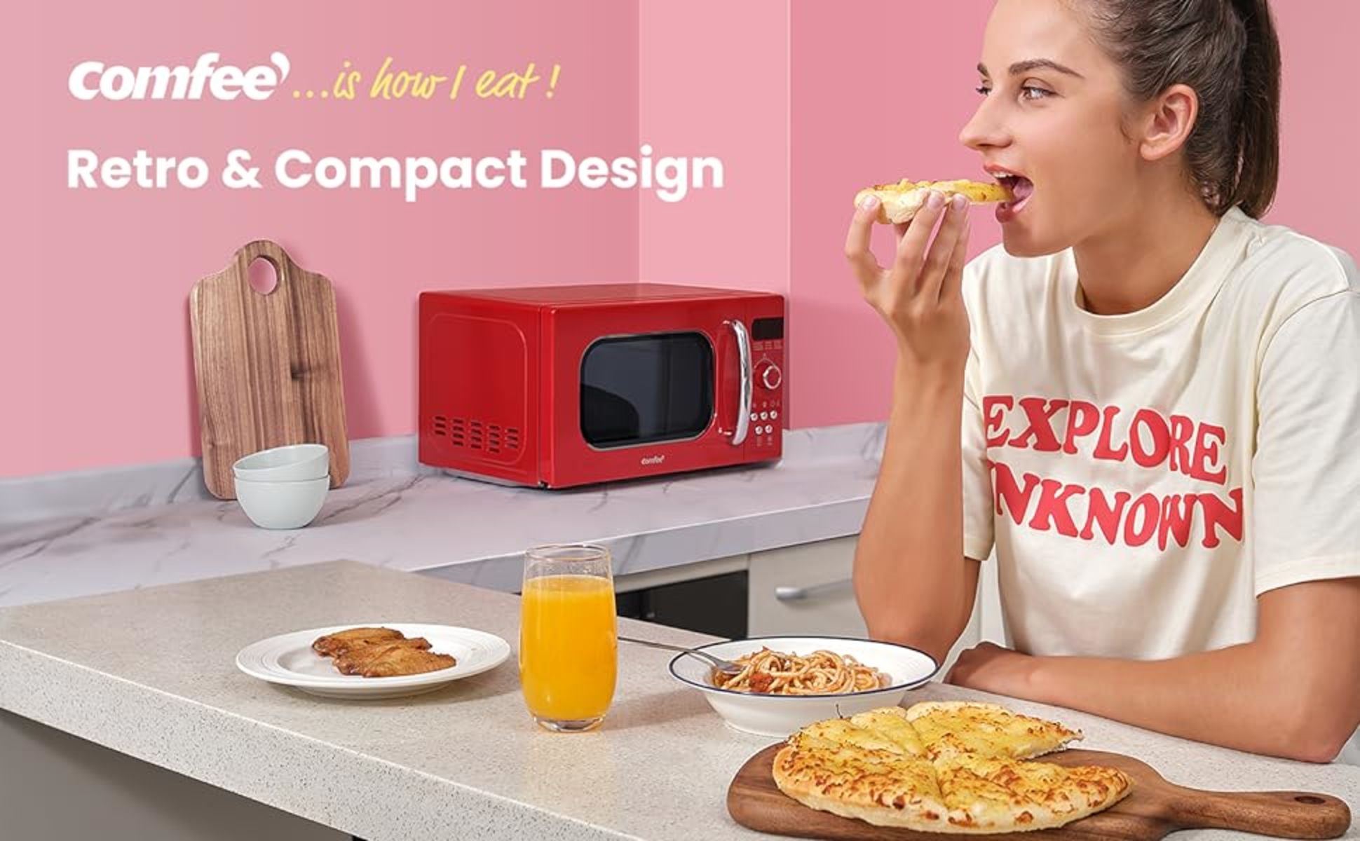 Small Red Kitchen Countertop Retro Microwave Oven - Comfee – Comfee