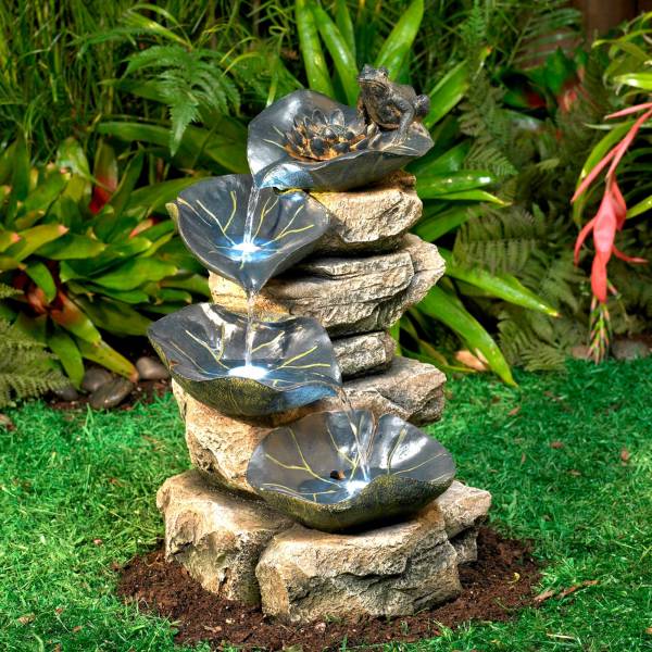 Palm Leaf 4-Tier Water Fountain Ceramic — Fountainland